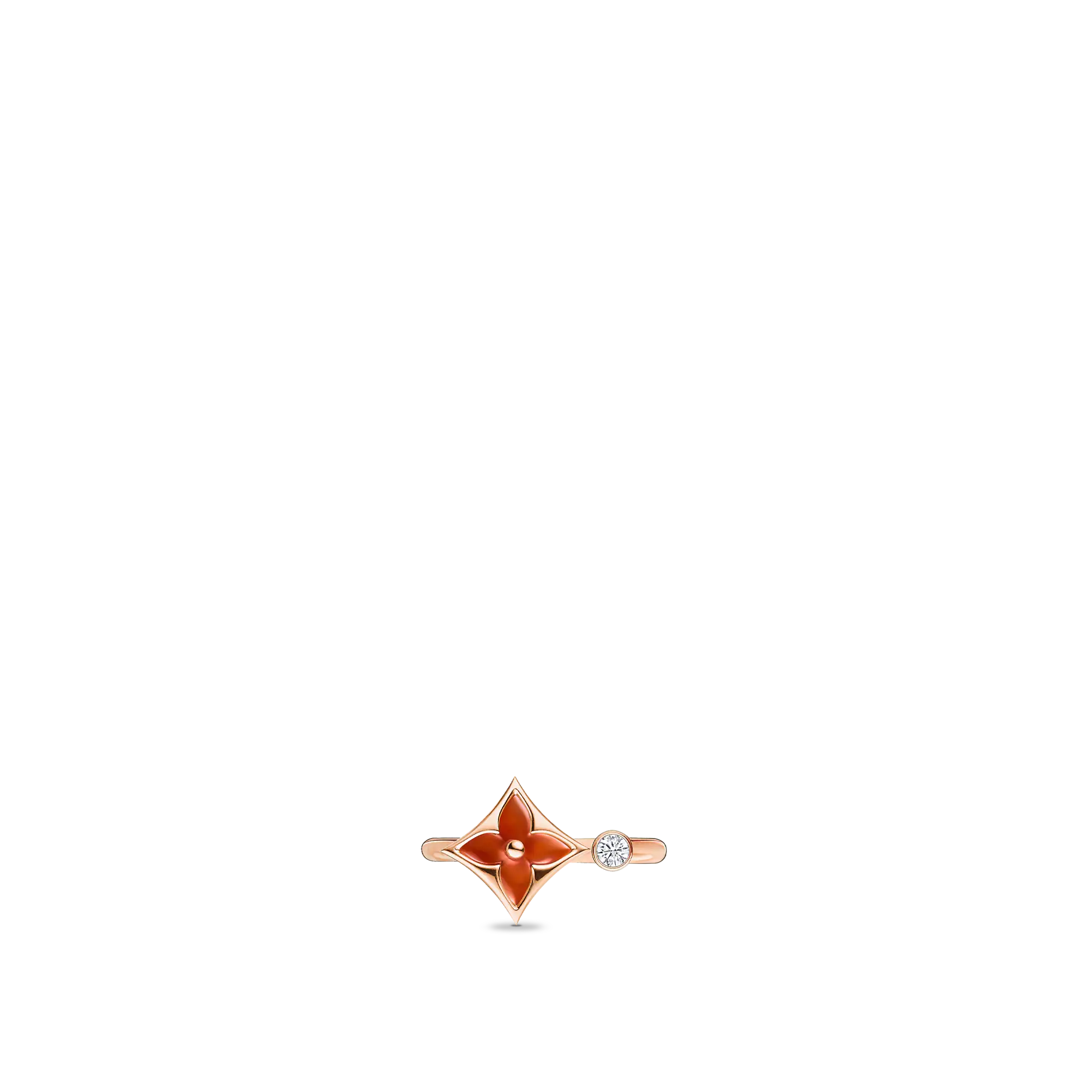 Color Blossom Mini Star Ring, Pink Gold, Cornelian And Diamond