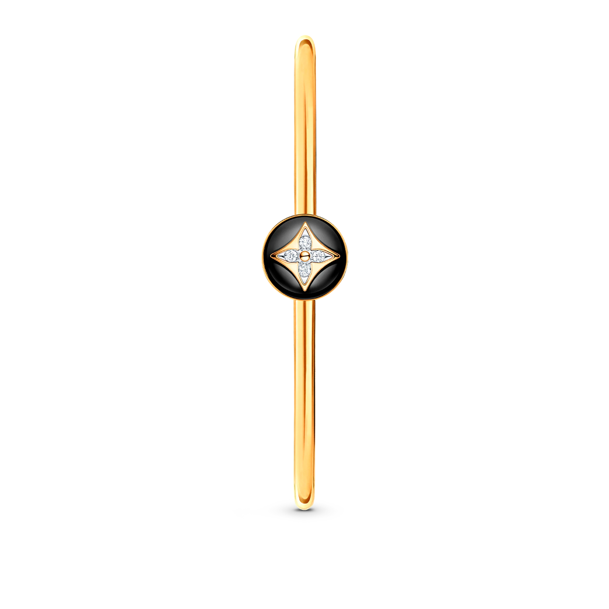 B Blossom Open Bangle, Yellow Gold, White Gold, Onyx And Diamonds