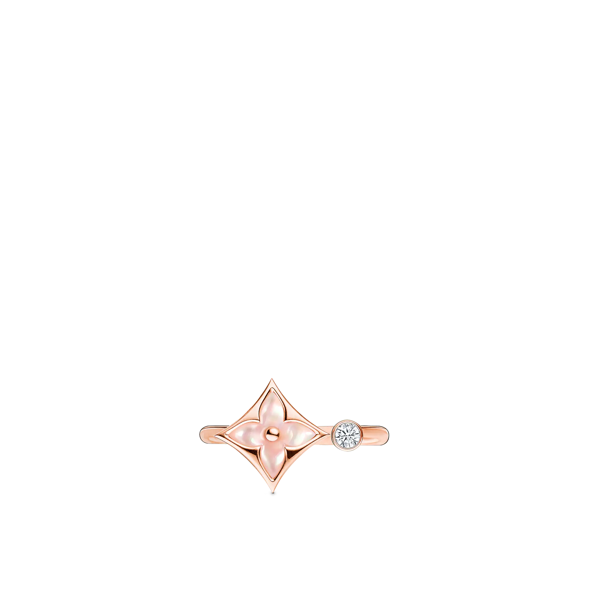 Color Blossom Mini Star Ring, Pink Gold, Pink Mother-Of-Pearl And Diamond