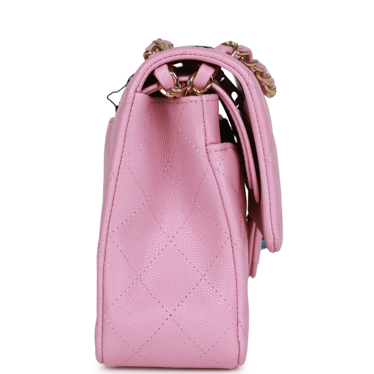 Medium Classic Double Flap Bag Dark Pink Caviar Light Gold Hardware