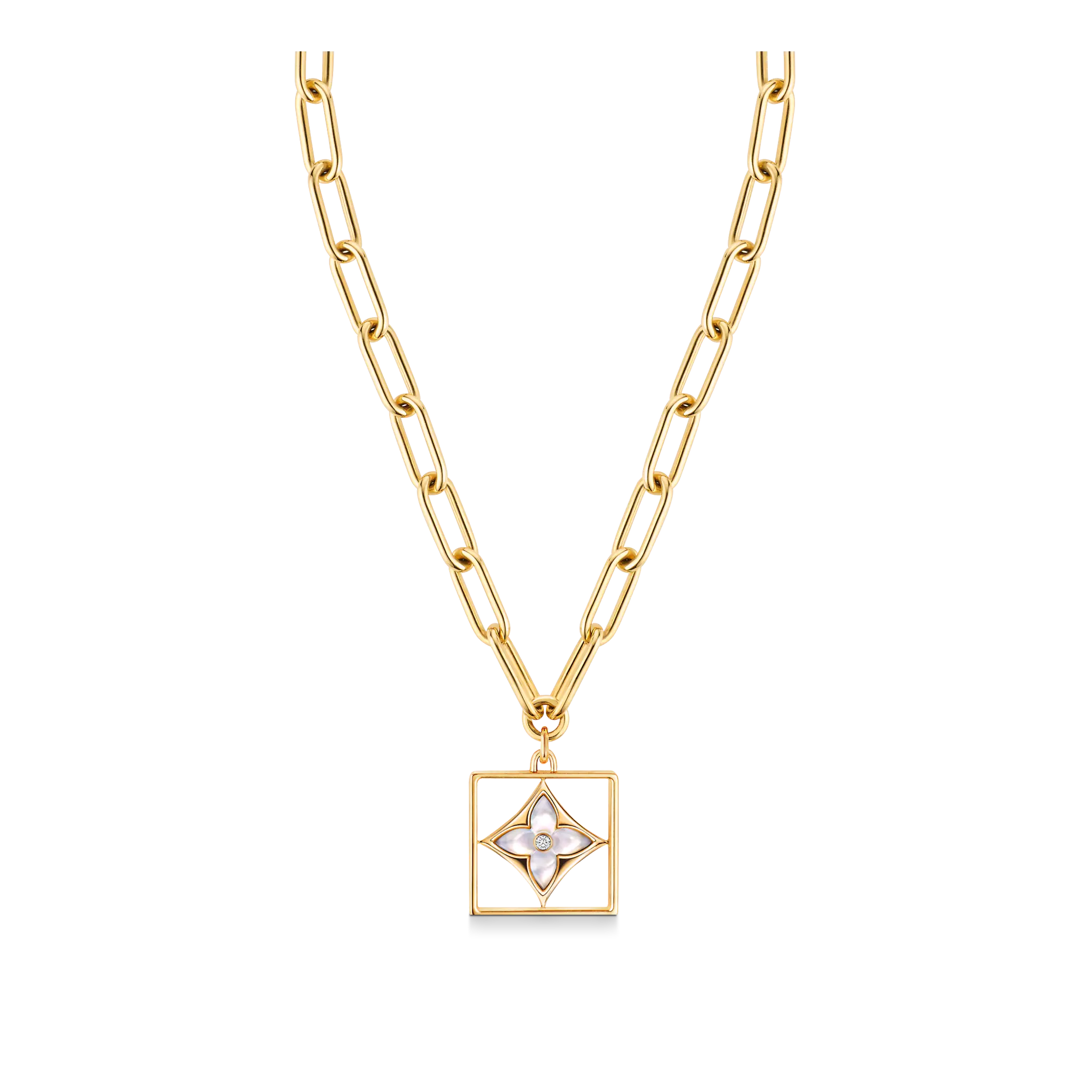 B Blossom Necklace, Yellow Gold, White Mother-Of-Pearl And Diamonds