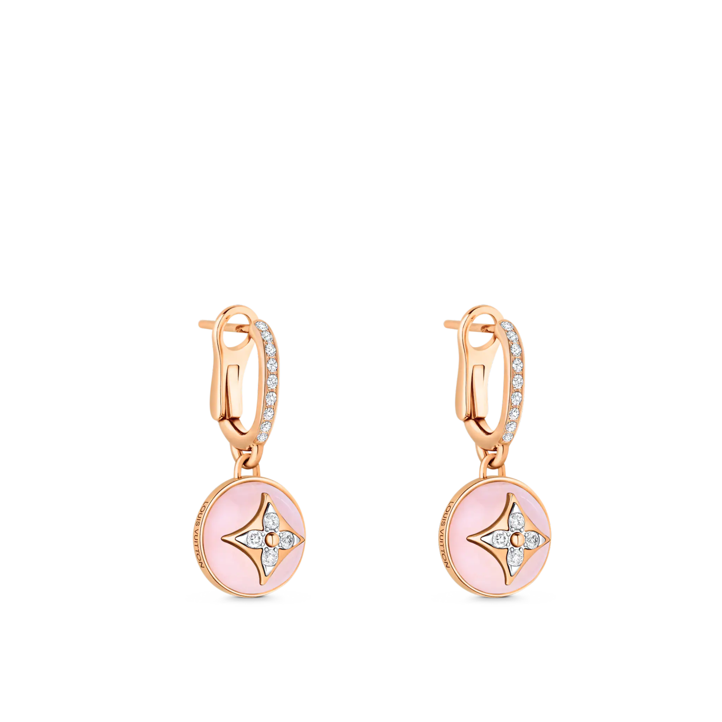 B Blossom Earrings, Pink Gold, White Gold, Pink Opal And Diamonds