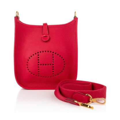 Evelyne TPM Bag Rouge Piment Taurillon Maurice Leather Gold Hardware