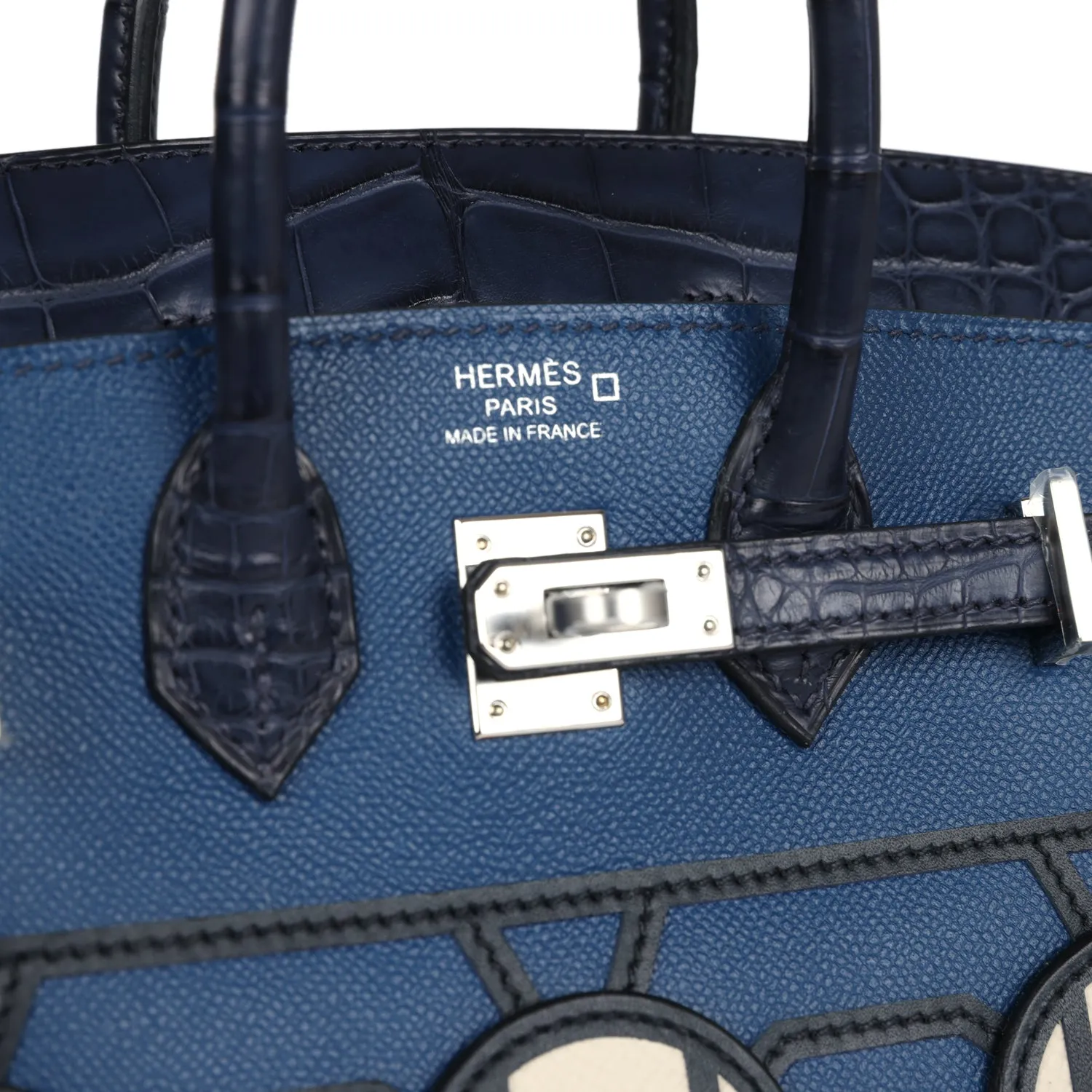 Hermes Night Sac Faubourg Birkin 20 Bleu Marine Matte Alligator Pallad