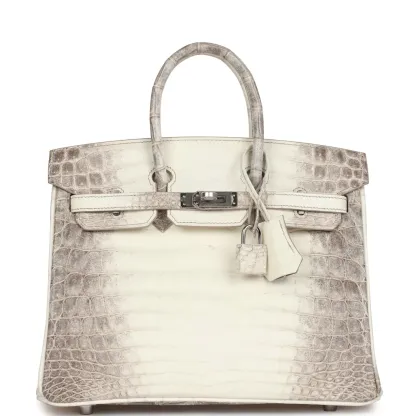 Herthtmes Birkin 25 Himalaya Niloticus Crocodile Palladium Hardware