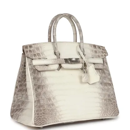 Herthtmes Birkin 25 Himalaya Niloticus Crocodile Palladium Hardware