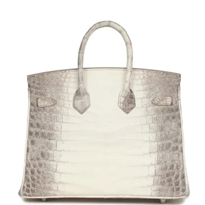 Herthtmes Birkin 25 Himalaya Niloticus Crocodile Palladium Hardware