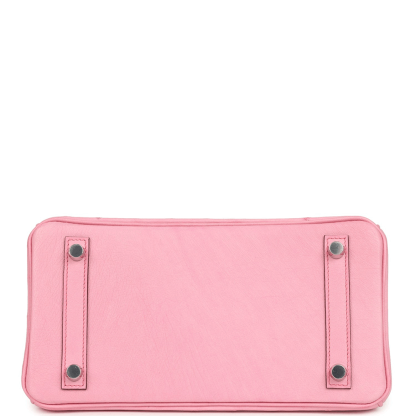 Herthtmes Birkin 25/30 Bubblegum Ostrich Boreal Palladium Hardware