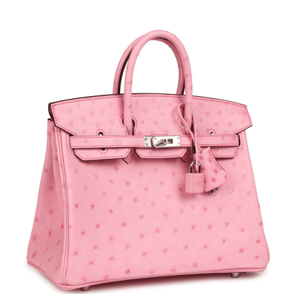 Herthtmes Birkin 25/30 Bubblegum Ostrich Boreal Palladium Hardware