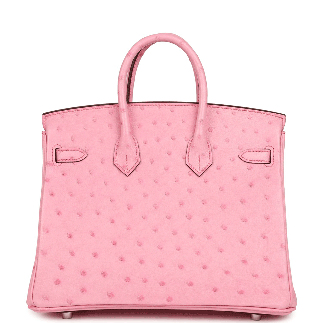 Herthtmes Birkin 25/30 Bubblegum Ostrich Boreal Palladium Hardware
