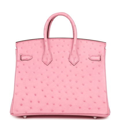 Herthtmes Birkin 25/30 Bubblegum Ostrich Boreal Palladium Hardware