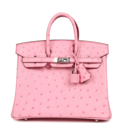 Herthtmes Birkin 25/30 Bubblegum Ostrich Boreal Palladium Hardware