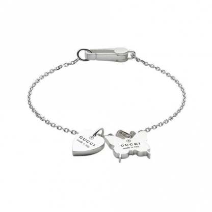 Metallic Heart & Butterfly Charm Bracelet