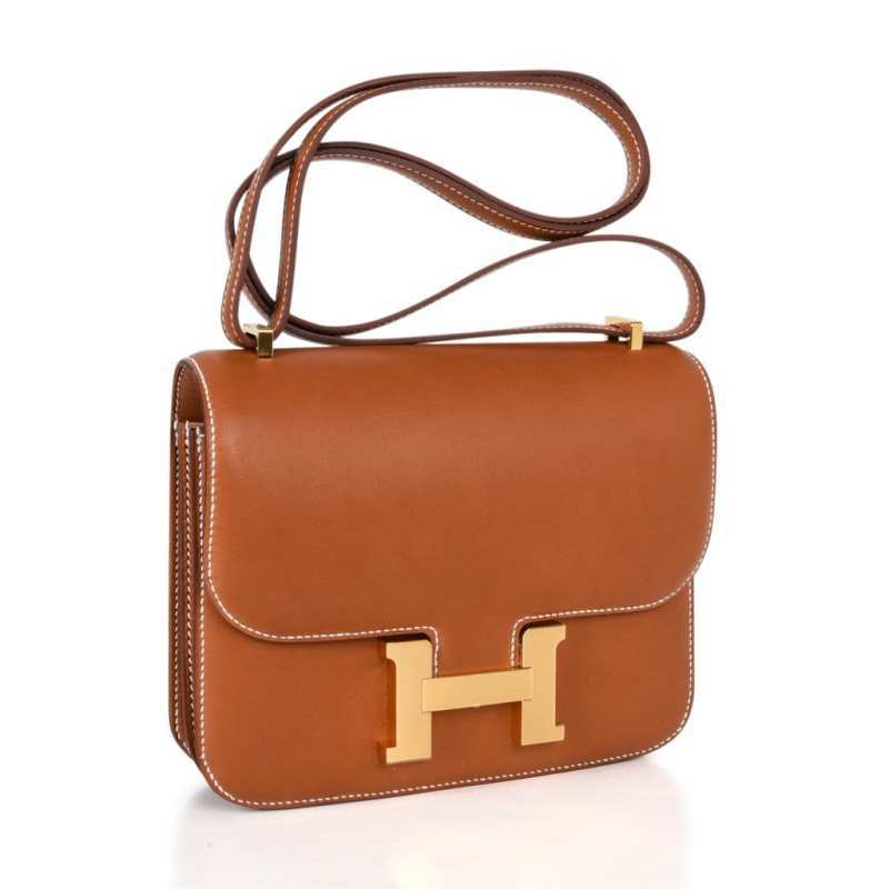 Constance Bag 18 Rare Fauve Barenia Leather Gold Hardware