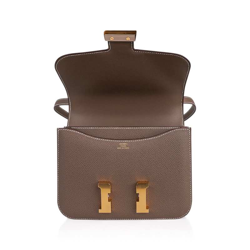 Constance Mini 18 Bag Etoupe Gold Hardware Epsom Leather