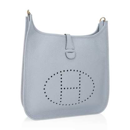 Evelyne PM Bag Blue Pale Clemence Leather with Gold Hardware