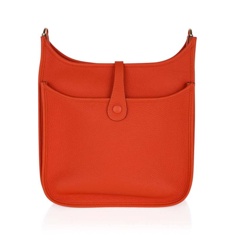Evelyne PM Bag Feu Orange Gold Hardware Clemence Leather
