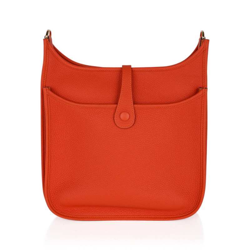 Evelyne PM Bag Feu Orange Gold Hardware Clemence Leather