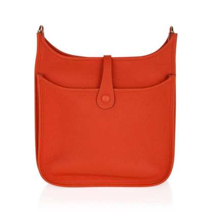 Evelyne PM Bag Feu Orange Gold Hardware Clemence Leather