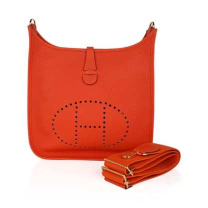 Evelyne PM Bag Feu Orange Gold Hardware Clemence Leather