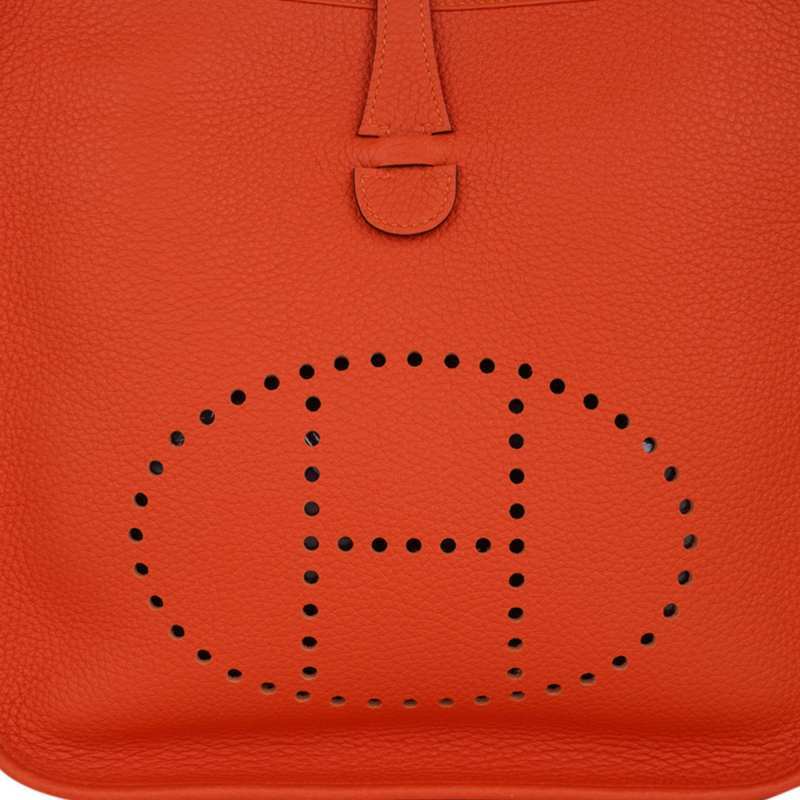 Evelyne PM Bag Feu Orange Gold Hardware Clemence Leather