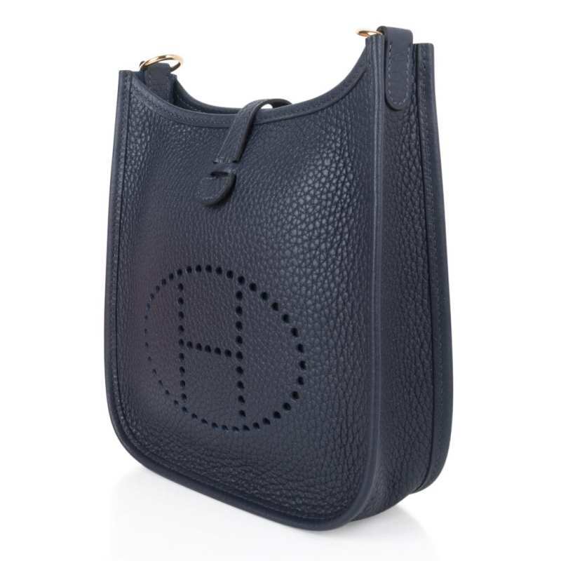 Evelyne TPM Bag Blue Nuit Clemence Leather Gold Hardware