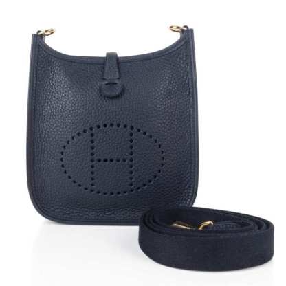 Evelyne TPM Bag Blue Nuit Clemence Leather Gold Hardware