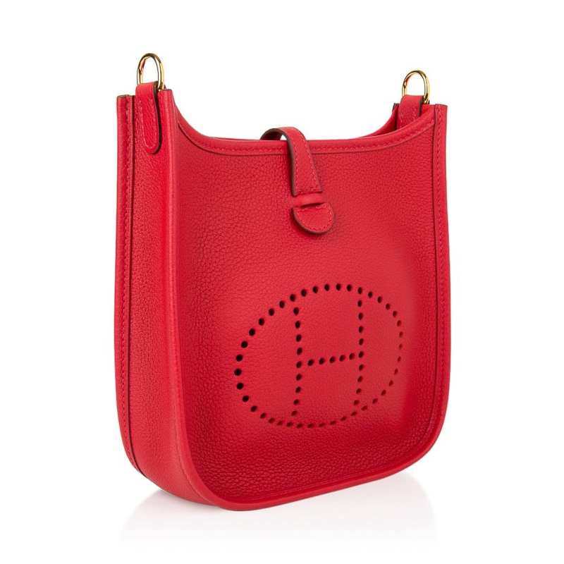 Evelyne TPM Bag Rouge Piment Taurillon Maurice Leather Gold Hardware
