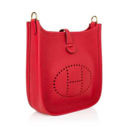 Evelyne TPM Bag Rouge Piment Taurillon Maurice Leather Gold Hardware