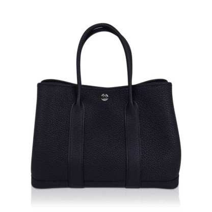 Garden Party 30 Bag Black Vache Country Leather with Palladium Hardware