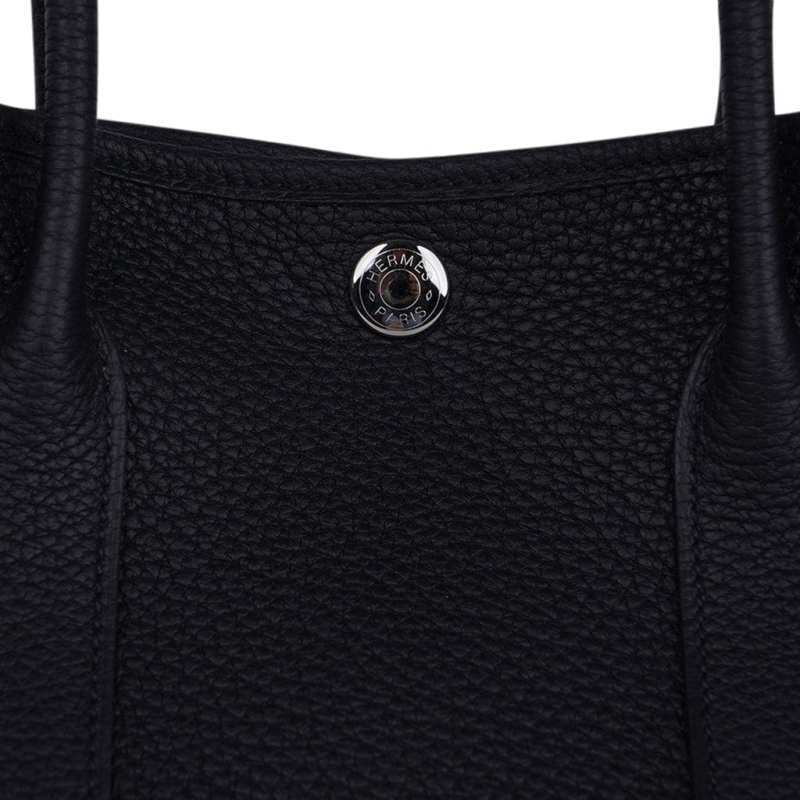 Garden Party 30 Bag Black Vache Country Leather with Palladium Hardware