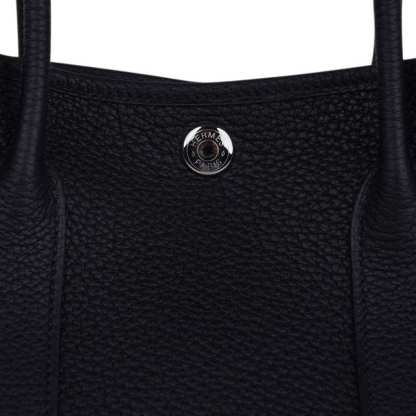 Garden Party 30 Bag Black Vache Country Leather with Palladium Hardware