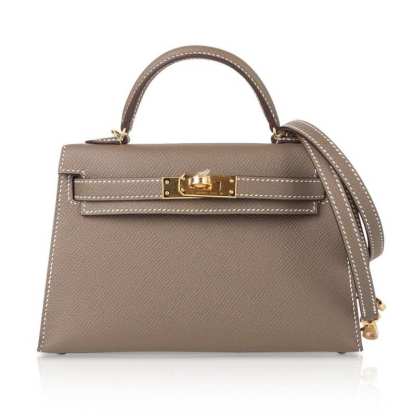 Kelly 20 Mini Sellier Bag Etoupe Limited Edition Epsom Gold Hardware