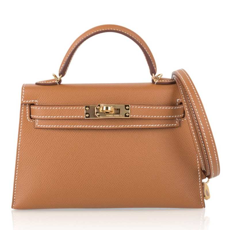 Mini Kelly 20 Bag Sellier Gold Epsom with Gold Hardware