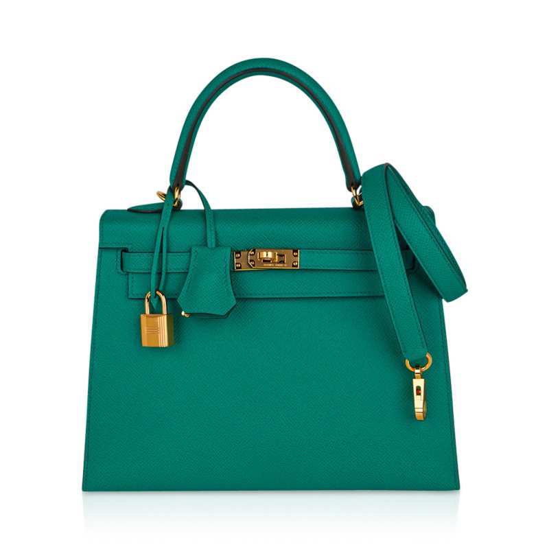 Kelly 25 Sellier Bag Jade Epsom Leather with Gold Hardware