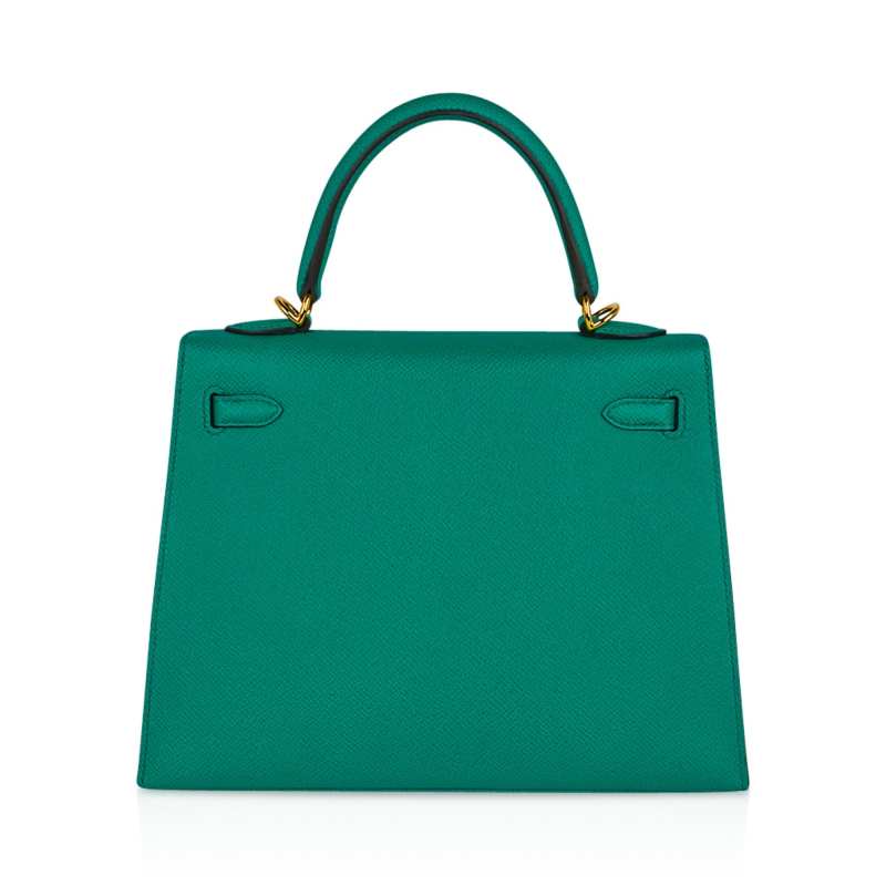 Kelly 25 Sellier Bag Jade Epsom Leather with Gold Hardware
