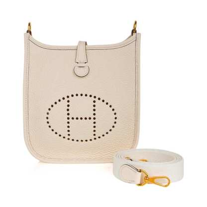 Evelyne TPM Nata / White Strap Crossbody Bag Clemence Gold Hardware