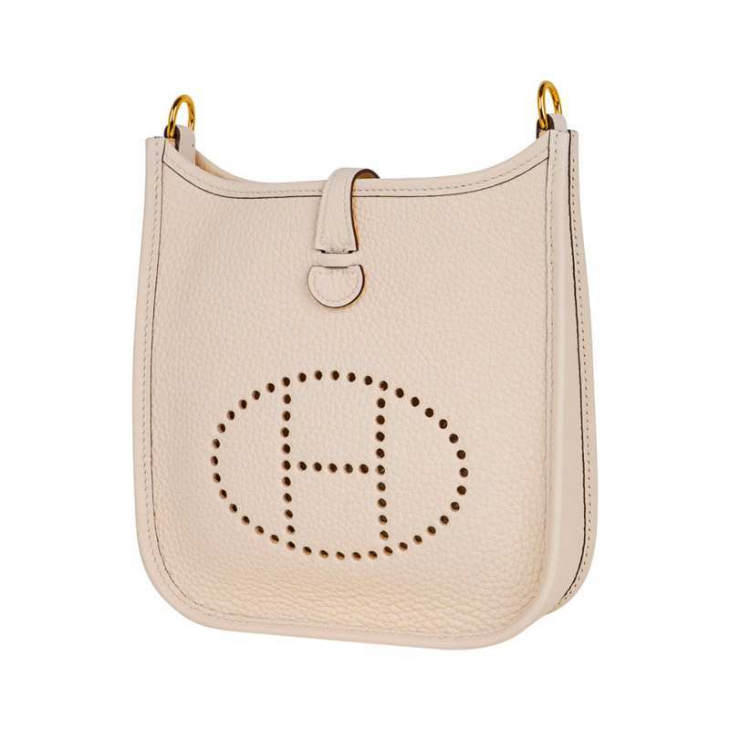 Evelyne TPM Nata / White Strap Crossbody Bag Clemence Gold Hardware