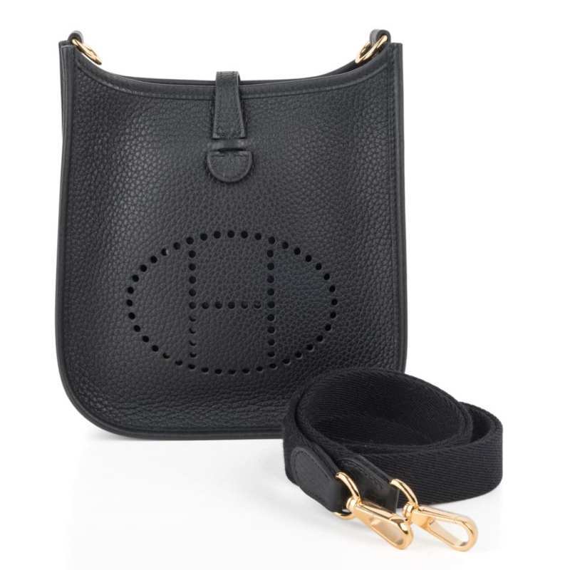 Mini Evelyne TPM Bag Black Clemence Leather with Gold Hardware