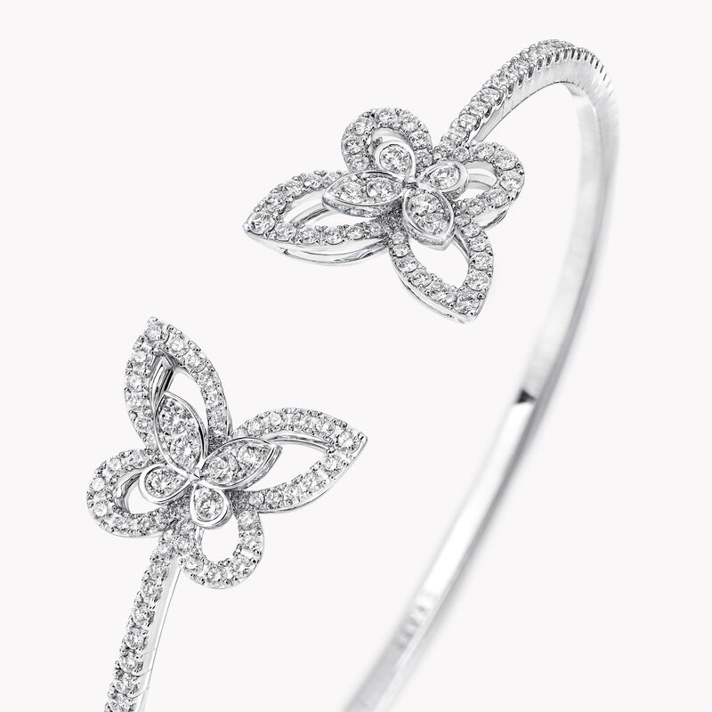 Double Butterfly Silhouette Diamond Bangle