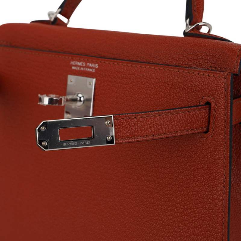 Mini Kelly 20 Bag Sellier Cuivre Chevre Leather with Palladium Hardware