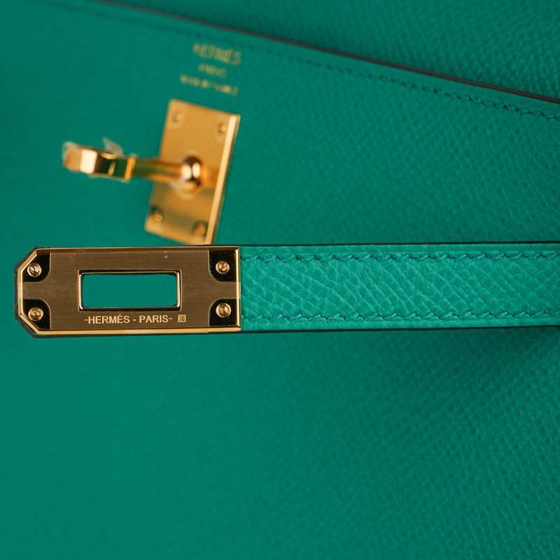 Kelly 25 Sellier Bag Jade Epsom Leather with Gold Hardware