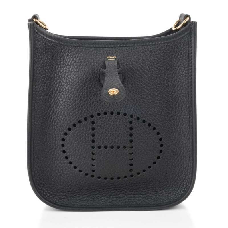 Mini Evelyne TPM Bag Black Clemence Leather with Gold Hardware