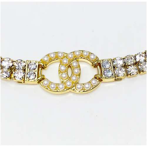 [Copy]Authentic Heavy Gilt Necklace CC Logo set with Seed Pearls and Crystals