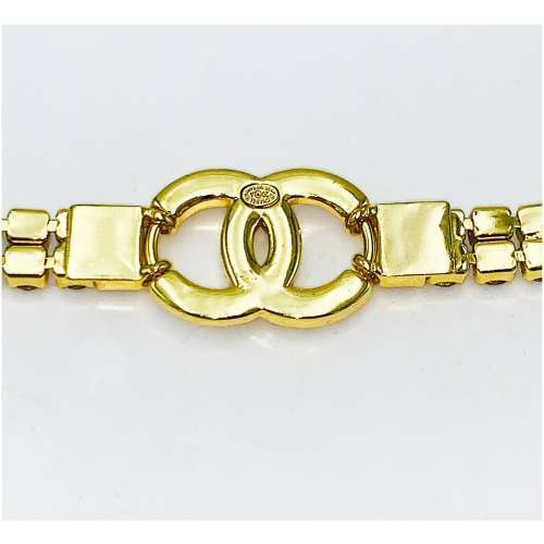 [Copy]Authentic Heavy Gilt Necklace CC Logo set with Seed Pearls and Crystals