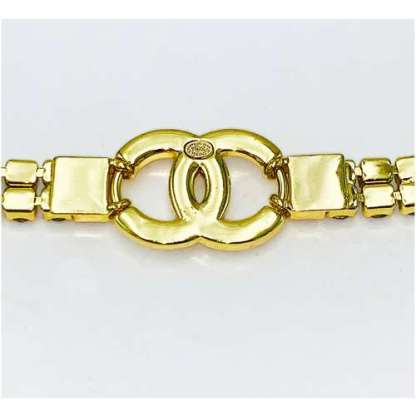 [Copy]Authentic Heavy Gilt Necklace CC Logo set with Seed Pearls and Crystals