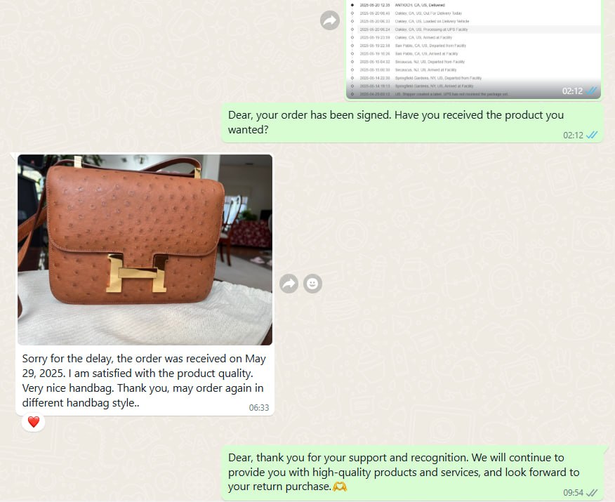 WhatsApp customer review