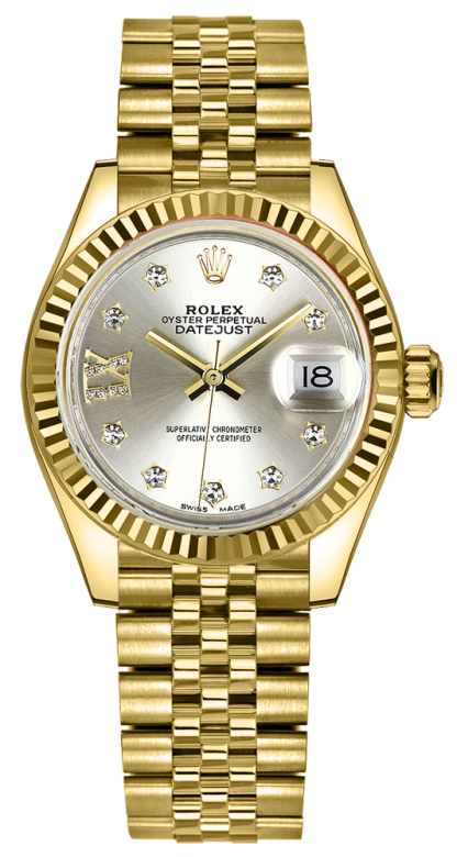 Lady-Datejust 28 Silver Dial Diamond IX Women's Watch 279178-0004