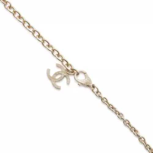 Double C Logo Rhinestone Long Pendant Necklace