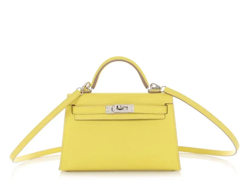 Herthtmes Lime Epsom Mini Kelly 20 II Palladium Hardware